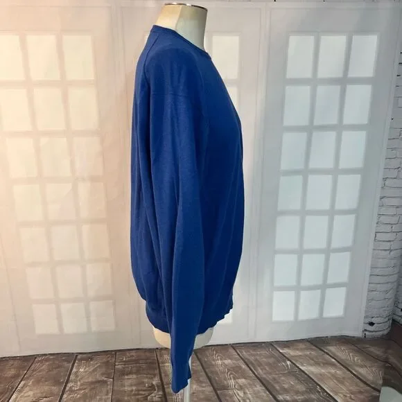 Peter Millar Blue Cotton Blend Crew Neck Long Sleeve Knit Sweater Size XL - Picture 4 of 10